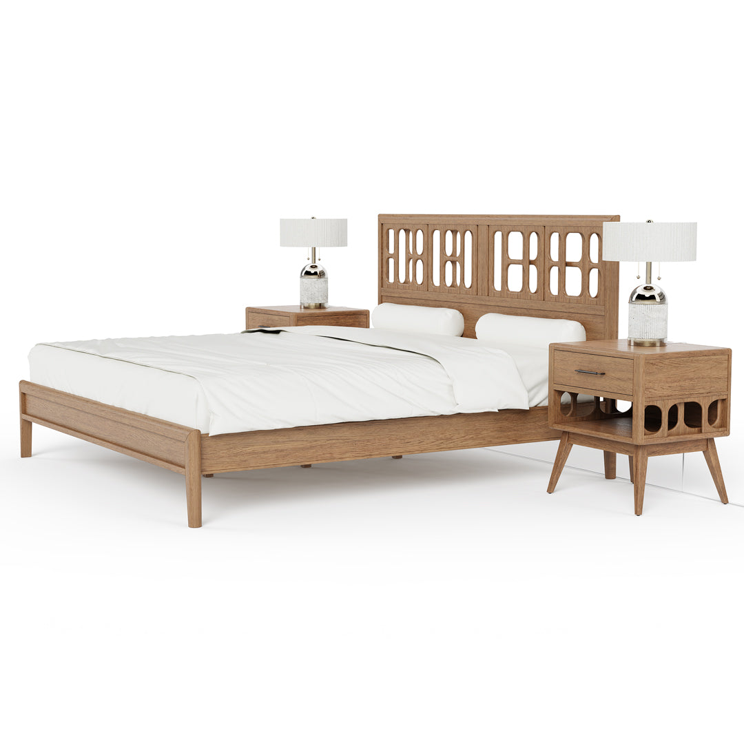 NOR modern solid white oak nightstand
